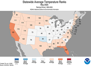 Statewide average temperature ranks